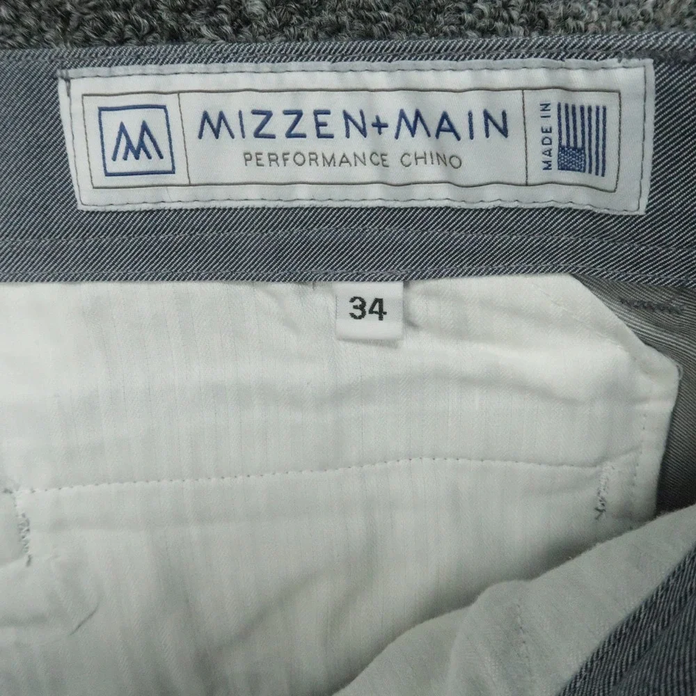 Mizzen‎ Main Pants Mens 34x28 Blue Performance Chino Trouser Stretch